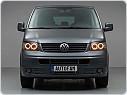 Přední světlomety, světla, lampy Volkswagen VW T5, 2003-2009, Angel Eyes, černé black LPVWE5
