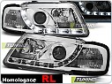Přední světla Audi A3 8L, 1996-2000, LED Daylight, chrom s homologací LED pásku, LDAU61