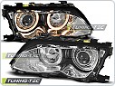 Přední světla BMW E46, 2001-2005, sedan, touring Angel Eyes, chrom, s motorky LPBM85