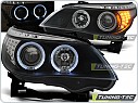 Přední světlomety BMW E60, E61, 2004-2007, Angel Eyes, černé black s LED blinkrem, s motorky LPBM94