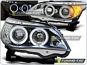 Přední světla BMW E60, E61, 2004-2007, Angel Eyes, chrom s LED blinkrem, s motorky LPBM93