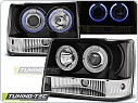 Přední světlomety Jeep Grand Cherokee, 1993-1998, Angel Eyes, černé black LPCH12