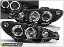 Přední světlomety, světla, lampy Peugeot 206, 2002-2007, Angel Eyes, černé black LPPE03