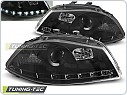 Přední světlomety, světla, lampy, Seat Ibiza, 2002-2008, LED Daylight, černé black LPSE08