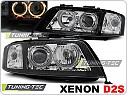 Přední světla Audi A6, 1999-2001, Angel Eyes, XENON D2S, černé black LPAU86