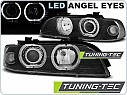 Přední světlomety, lampy BMW E39, 1995-2003, Angel Eyes LED, black černé LPBME1