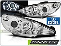 Přední světlomety, světla, lampy Peugeot 206, 2002-2007, Angel Eyes CCFL, chrom, LPPE28
