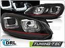 Přední světla U-LED denními světly  VW Golf 6 08-12 černé - červené