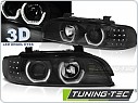 Přední světlomety, světla, lampy BMW E39, 1995-2003, Angel Eyes, černé black, s LED blinkrem, manuál LPBM19